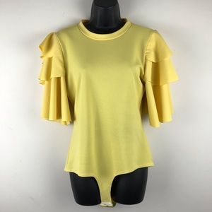 Topia yellow layered sleeve bodysuit